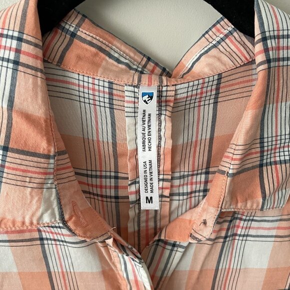 Kuhl Hadley Long Sleeve Shirt Peach Plaid Womens Medium - Picture 6 of 7